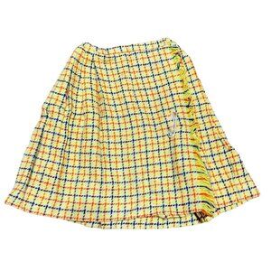 Vtg Miss Pat Mini Fashion Kilt Skirt Small Yellow 100% Wool 70s Safety Pin Women